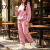Gym Workout Clothing Women's Two Piece Tracksuit Set, Long Sleeve Hoodie & High Waisted Soft Set Joggers Sweatpants, Casual Sportswear Matching Outfit