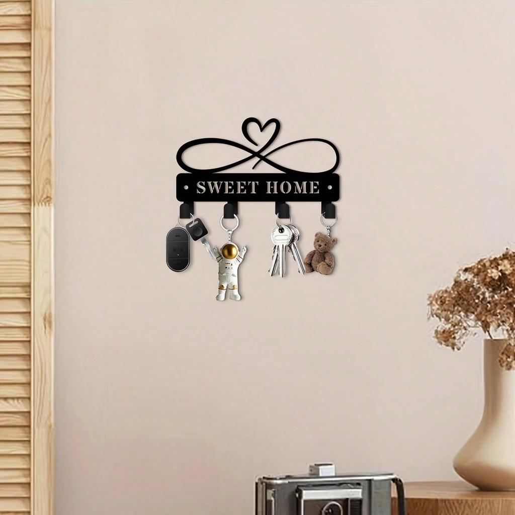 Metal Infinity Heart Key Hook Wall Mounted Office Kitchen Bathroom Outdoor Porcelain