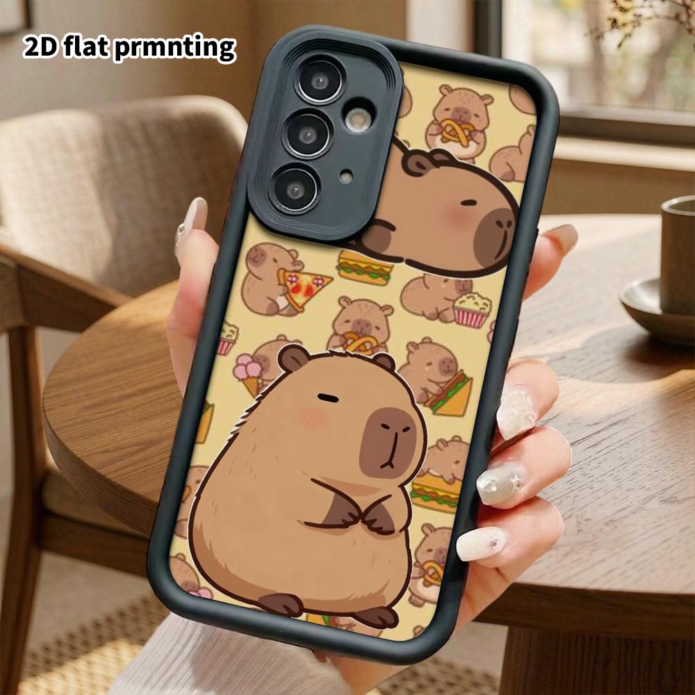 Phone Case: 2D Flat Samsung Galaxy A34 A35 M05 M06 S20 S22 S21 FE Plus 5G Stepped Protective Case, Foodie-pattern Capybara, Christmas and Halloween Gi