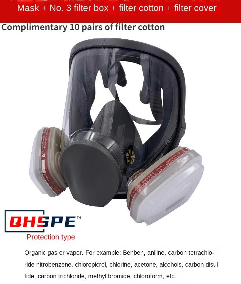 Masque à gaz 6800 Anti-buée Respirateur pour Peinture Industrielle Masque Intégral Filtre de Sécurité pour le Travail Protection contre la Poussière Formaldéhyde Pulvérisation