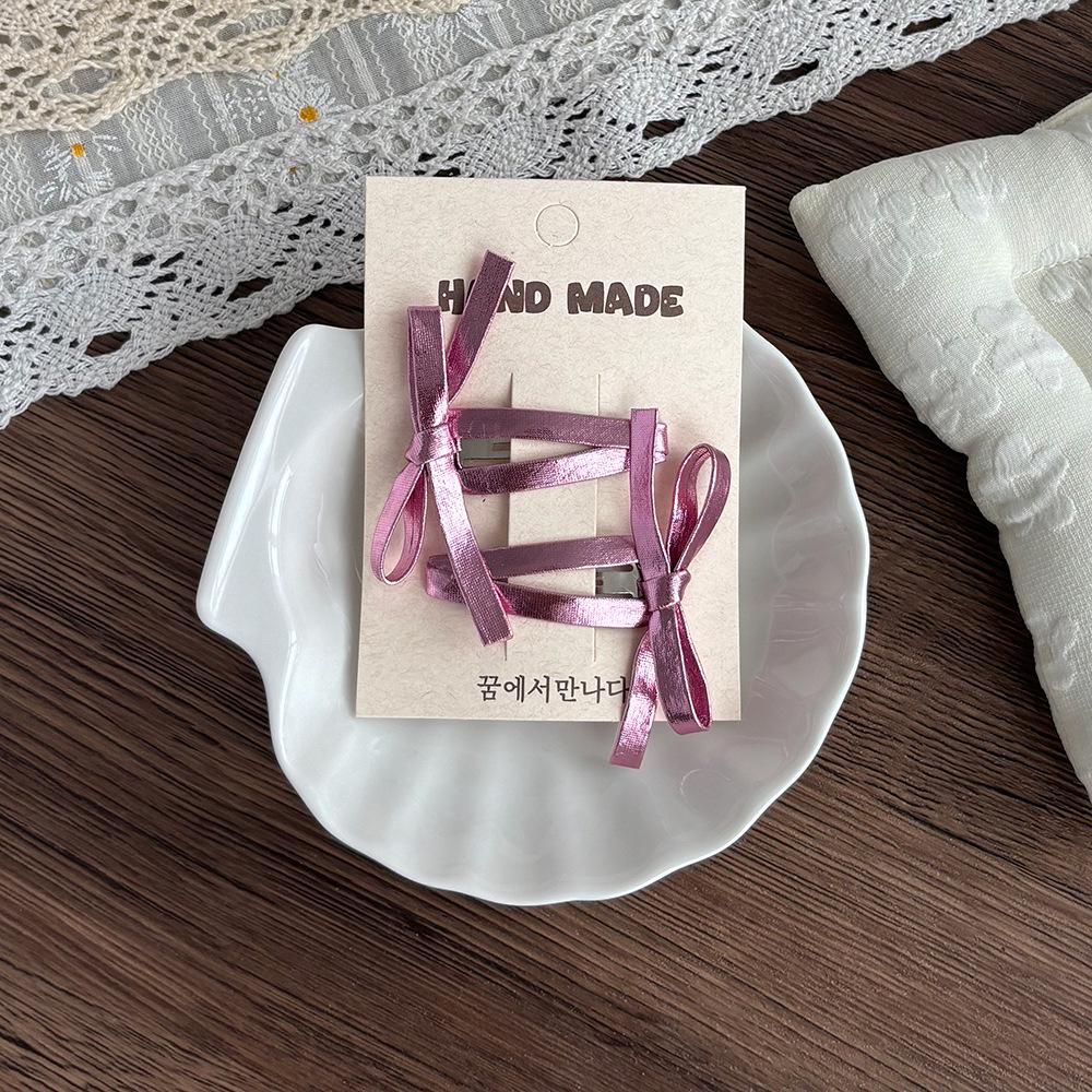 Korean-Style Deep Pink Bow Fabric Hair Clip for Girls: Cute and Versatile Children's Accessory