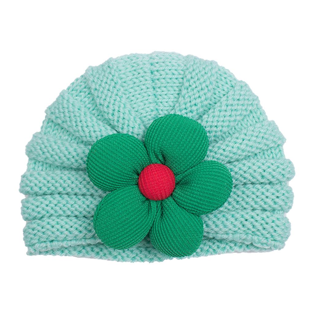 Winter Baby Knitted Floral Hat: Multicolor Wool Hat for Girls