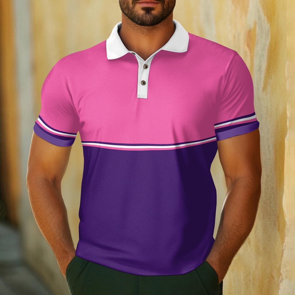 Herren Lässig Atmungsaktiv Kurzarm Gestreift Kariert Bedrucktes Hemd