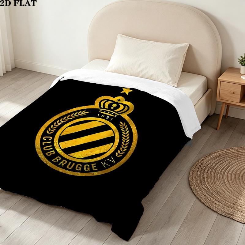 1PC Club Brugge Kv Patterned Flannel Blanket Suitable For All Seasons For Home Decor Warmth And Comfort Gifts Holiday Present