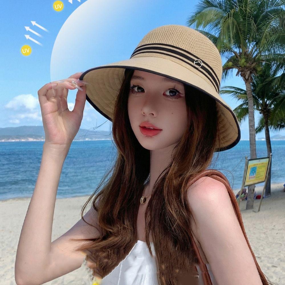 Weave Women Sun Hat Wide Brim Sunscreen Bucket Hat Fashion Sun Cap  Ladies/Girls