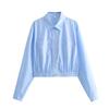 Spring 2024 Women's European & American Style Loose Turn-Down Collar Shirt: Elastic Waist, 3 Colors Available