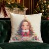 Christmas Cute Cartoon Pillow Covers Pattern Cushion Cover Suitable for Sofa Bedroom Car Pillow Cover