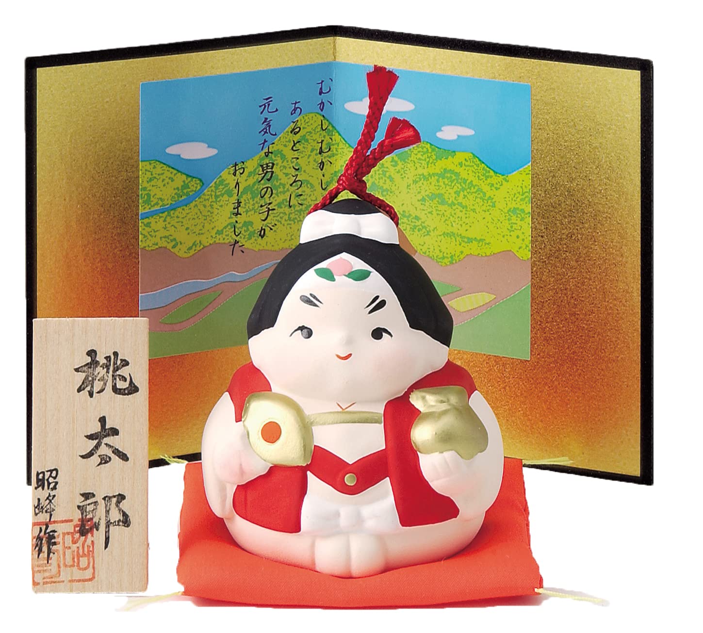 

Satsuki Doll Festival Mini Compact Palm Size Pottery Momotaro Fuku Bell [Akimine] Boy s