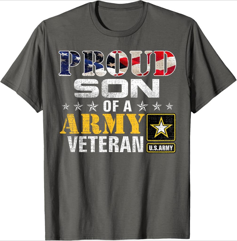 Proud Son Of A Army Veteran American Flag Military design100 cotton summer casual Oneck short sleeve printed mens Tshirt