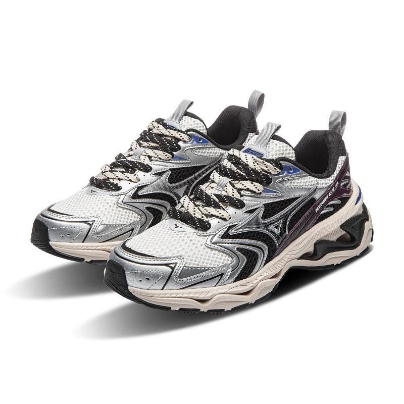 Mizuno XLG 2K unisex low-top Y2K chunky dad sneakers black silver D1GH260906