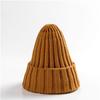 Trendy Autumn Winter Solid Edge Curl Woolen Knitted Skullies Beanies Unisex Ear Protection Warm Fitting Hood Hat