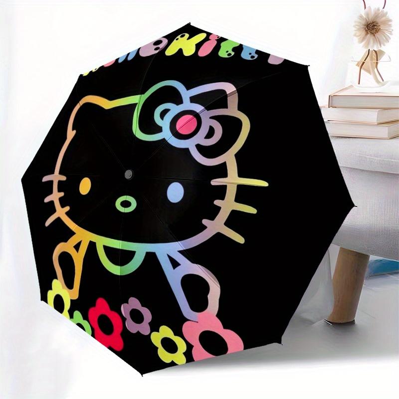 1pc Hello Kitty Rainbow Flowers Umbrella with Plastic Handle,Suitable for All Seasons Home Travel Outdoor UmbrellaSanlio560