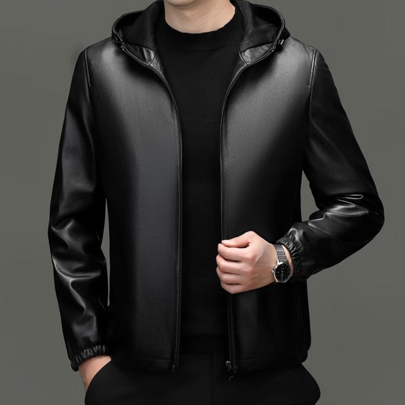 Elete Men's Hooded Lambskin Leather Jacket
