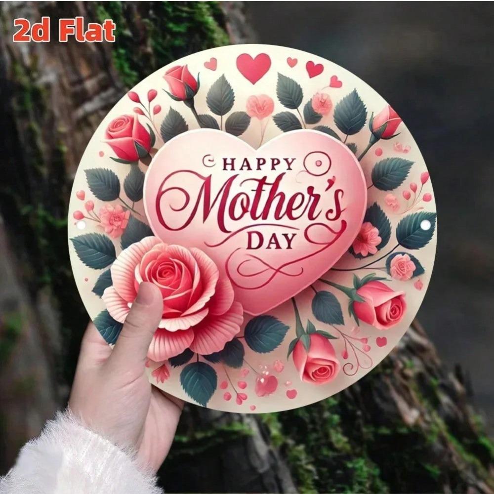 Vintage Metal Round Floral Wall Art Sign for Home Decor Birthday Gift