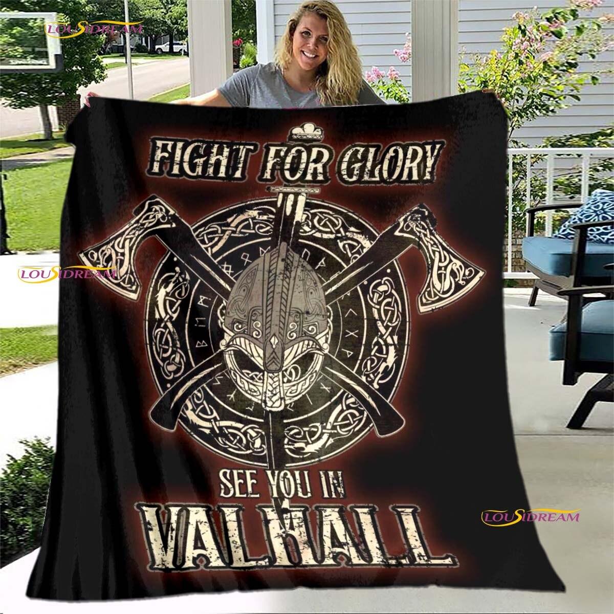 

Вікінги, давні скандинавські скандинавські руни, сокири, 3D-м’яка ковдра, легка фланелева ковдра, ковдра для пікніка 75x90cm