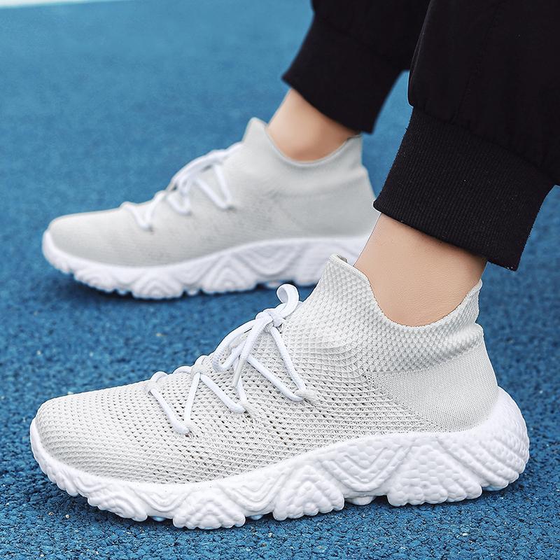 

2025 новая трендовая обувь для пар, обувь-носки из летучей ткани, большой размер, повседневная спортивная обувь, ленивые бахилы, уличная обувь для бега 47 белый