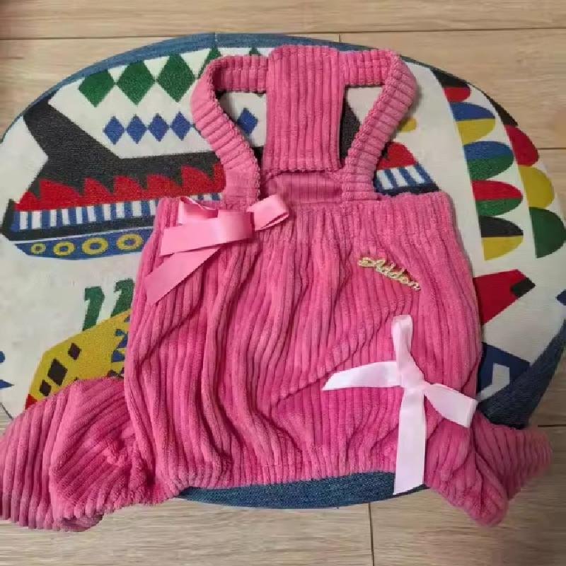 

Winter Dog Clothes Corduroy Jumpsuit Puppy Small Dog Costume Overalls Pomeranian Poodle Bichon Schnauzer Clothing Pet Apparel XS（old） розовый