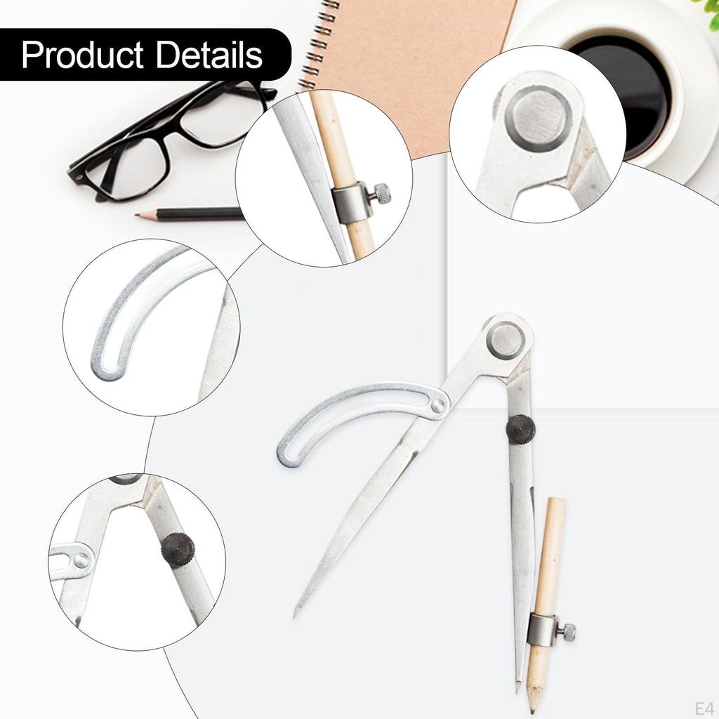 Pencil Compass Geometry Scribe Tool Compact Drawing Circle, Portable with Holder