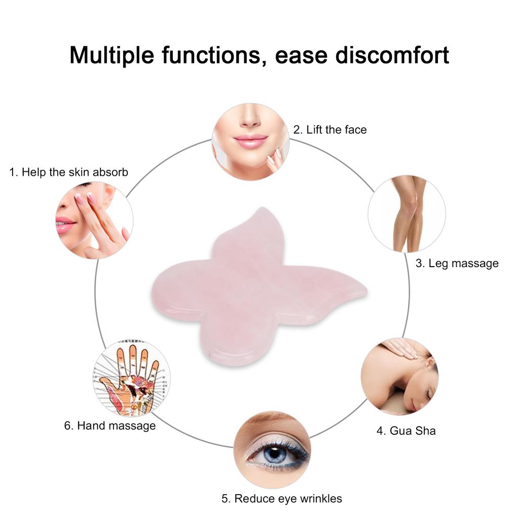 Pink Jadestone Scraping Board Butterfly Shape Massaging Gua Sha Board Scrapping Tool