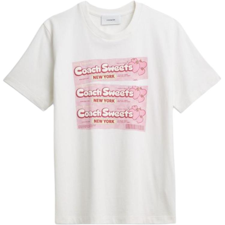 

Coach Cotton Letter Print Short Sleeve Regular T-Shirt Women Tops CDM74-NFY L