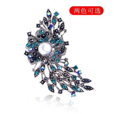 Broche en alliage galvanisé avec strass colorés, style rétro, accessoire vestimentaire personnalisé, vente directe