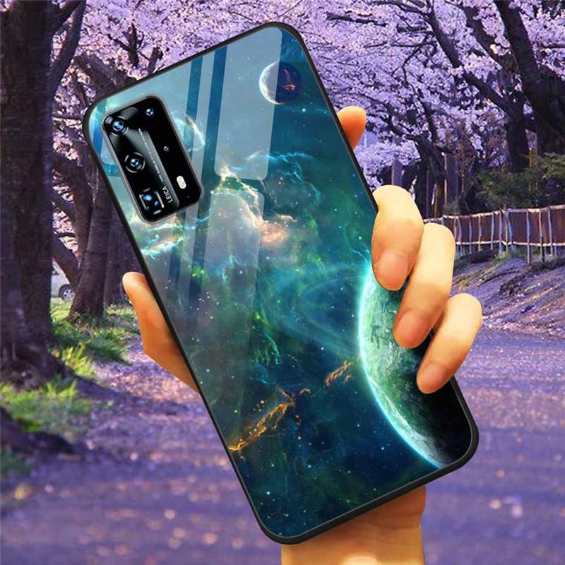 For Huawei P40 Lite / P40Pro Case P 40 Tempered Glass Starry Marble Hard Back Cover for Huawei P40 Pro / P40Lite E Cases Coque