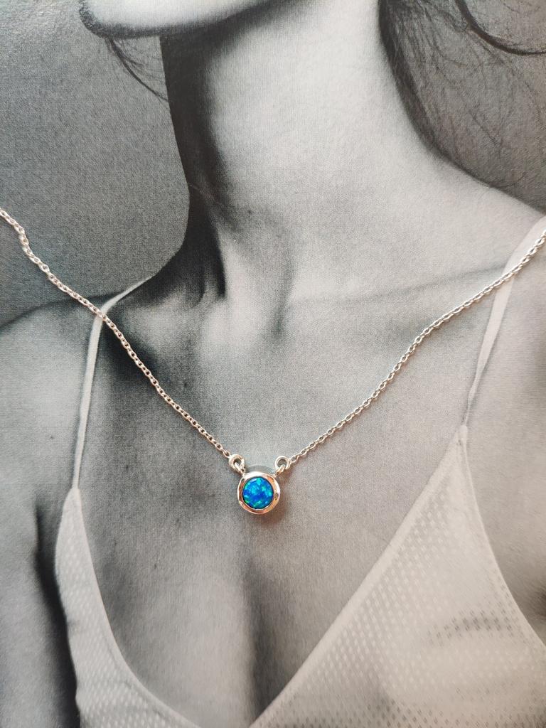 Silver Necklace with Opal 0.219ct (2126591)