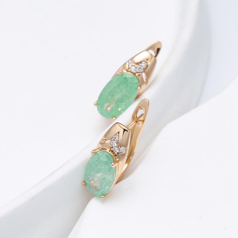 New Emerald Oval Cut Zircon With  Rose Gold Drop Earrings Luxury Women All Matching Daily Jewelry  New Best Design