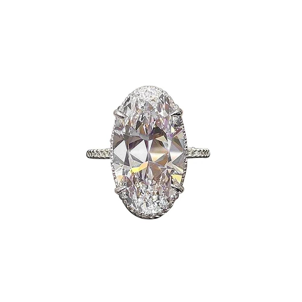 New Luxury Big Oval Cubic Zirconia Crystal Rings Women Wedding Accessories High-quality Silver Engagement Bands Jewelry