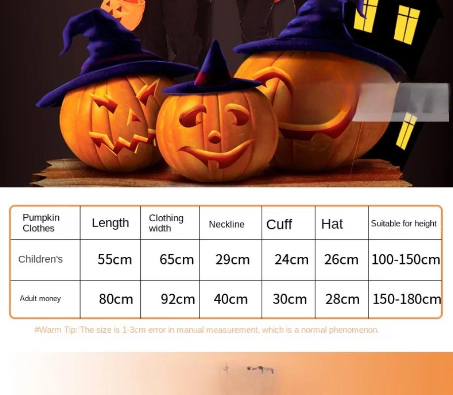 Halloween Costume for Adults and Children Pumpkin Costume Pumpkin Hat Pumpkin Bag Costume Set