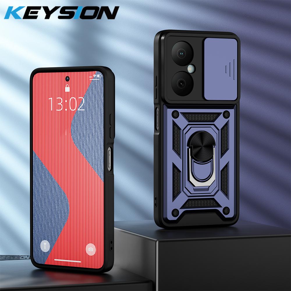 

KEYSION Shockproof Case for Huawei nova Y73 Silicone+PC Slide Camera Lens Protection Ring Stand Phone Cover for Huawei nova Y73 for Huawei nova Y73 синий