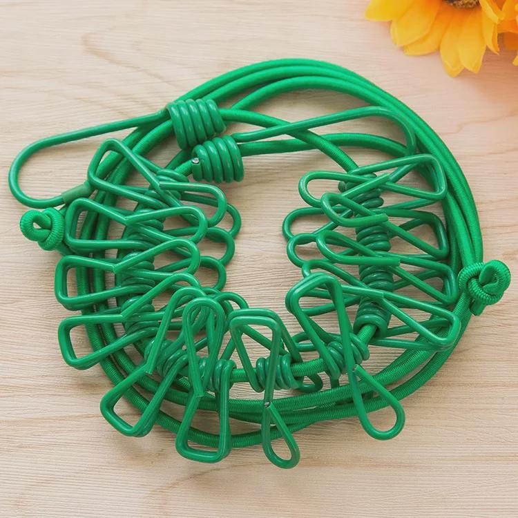 Indoor/Outdoor Clothesline with Clips - Portable Drying Rope for Clothes and Quilts