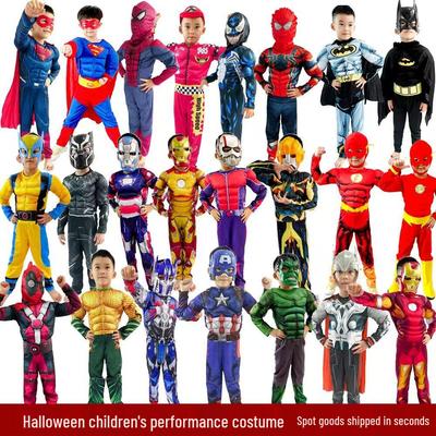 Kinder Muskelkostüm: Halloween-Helden – Iron Man, Captain America, Thor, Hulk, Optimus Prime und Spider-Man