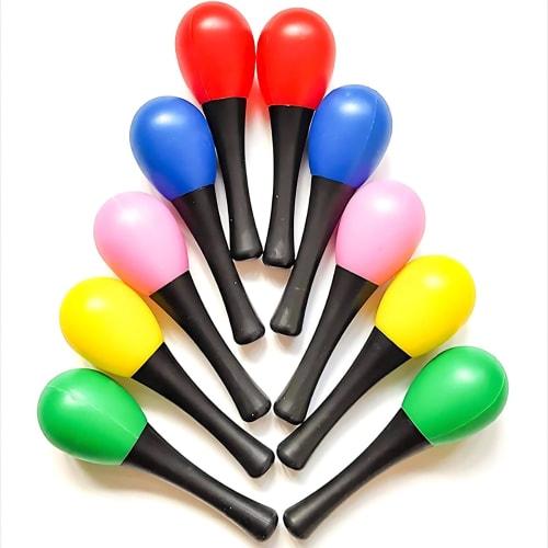 COLORBIRD Maracas Shakers (10 pieces) Kids Musical Instruments Parakeet Toy Party Supplies Plastic Maracas