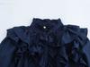 European and American Style, New Women's Clothing, Fashionable and Versatile Temperament, Textured Ruffle Edge Horn Sleeve Shirt