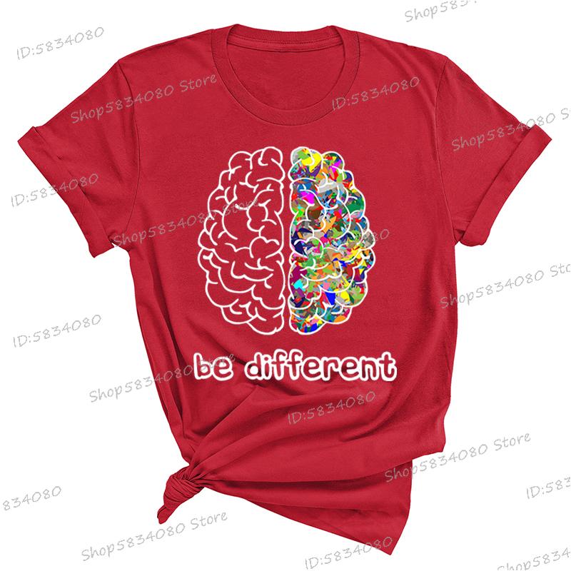 Autism Awareness Day Essential Tshirt Autist Brain Be Different Graphic T Shirts Autism Awareness Crew Neck Short Sleeve Tshirt
