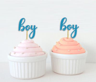 Darling Suvenir Baby Shower Boy Cupcake Toppers Gender Reveal Party Dekorace dezertů - Balení