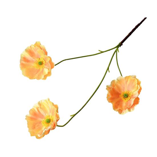 3 Heads Full Blooms Artificial Flower Real Touch Fake Silk Flower Branch with Long Stem for Home Kitchen Party Table Centerpiece