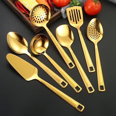 Stainless Steel Kitchenware Set Thickened Light-printed Non-magnetic Soup Spoon Stir-frying Spatula and Spoon