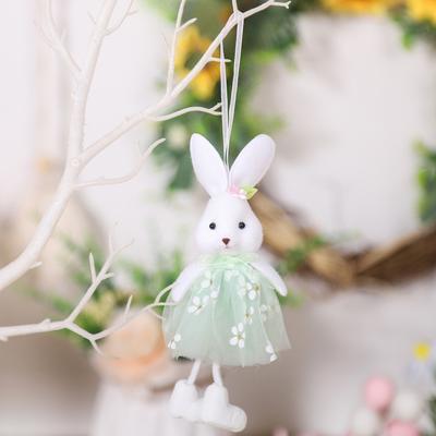 Funny Multi-Color Hanging Rabbit Pendant Handmade Yarn Skirt Rabbit Fairy Ornament Cute Flower Dress Bunny Festive Gift