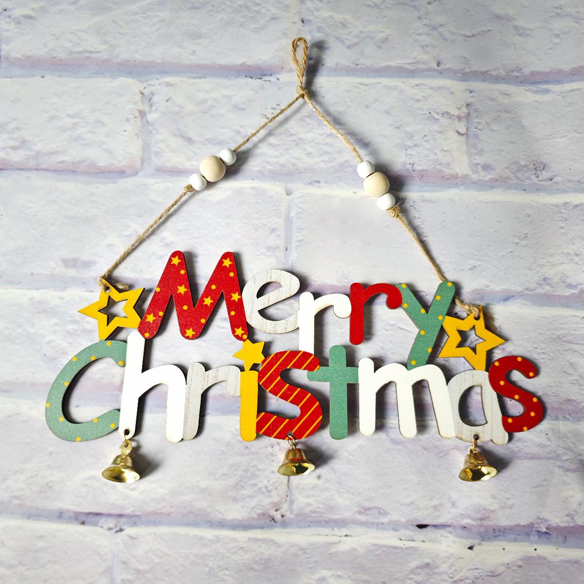 

2025 New Christmas Day Decoration 3D Hand drawn Wooden English Letter Hanging Wooden Pendant Hand drawn Style белый