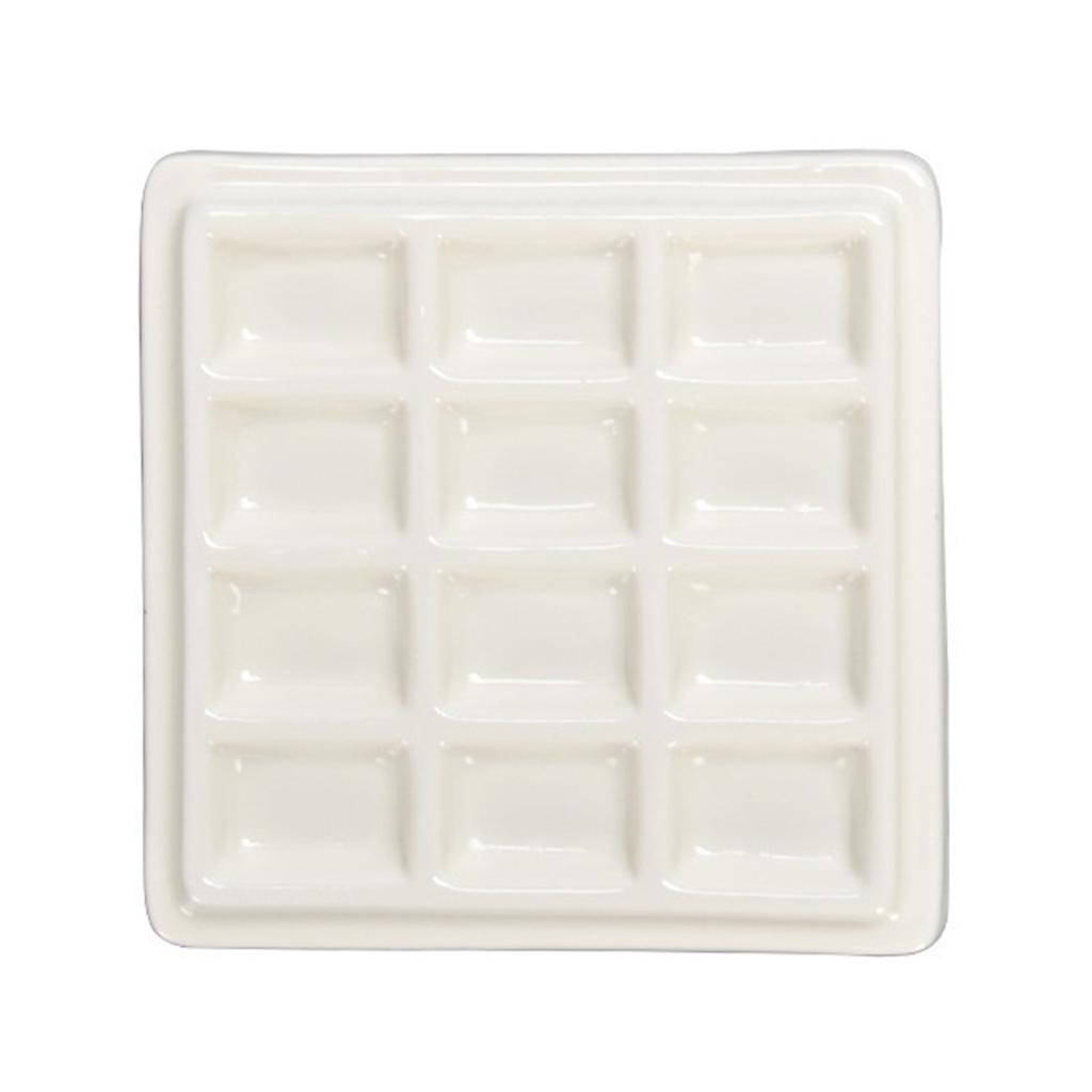 12 Grids Ceramic Paint Palette Watercolour Painting Palette Ceramic Mixing Tray for Painters Acrylic and Oil Painting