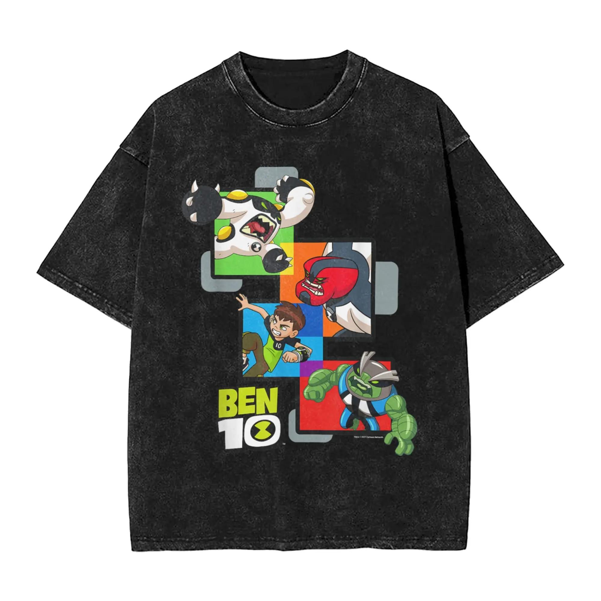 Hot Classic American Anima Ben Graphic Print Vintage Washed TShirt Women Unisex Cotton Solf Casual Oversized Top Summer New Tee M