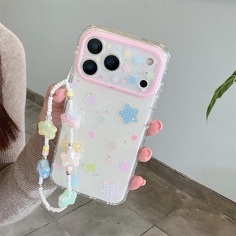 Colorful Glitter Plaid Star iPhone Case for 17, 16 Pro Max, 15, and 14