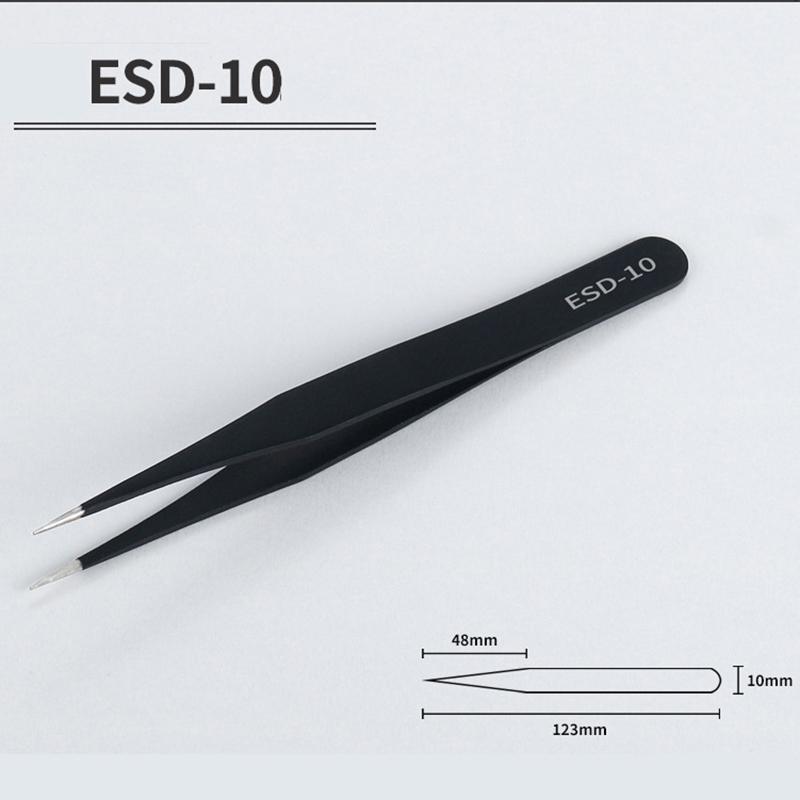 Stainless Steel Precision ESD Pointed Tweezers Electronic Disassembly Tools DIY Accessories Installation and Maintenance Tools (black,A) чёрный