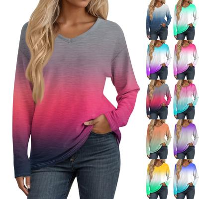 Womens Long Sleeve V Neck Shirts Basic Tee Casual Top Fall Trendy Tunic Outfits Fitted T Shirts