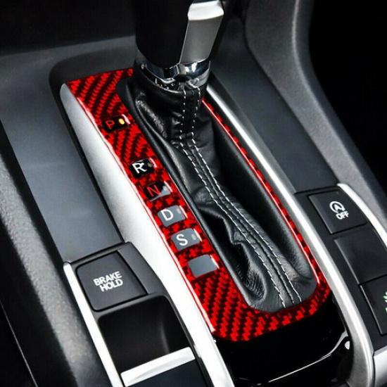 Real Carbon Fiber Car Gear Shift Panel Cover Trim For 2016- Honda Civic 10th