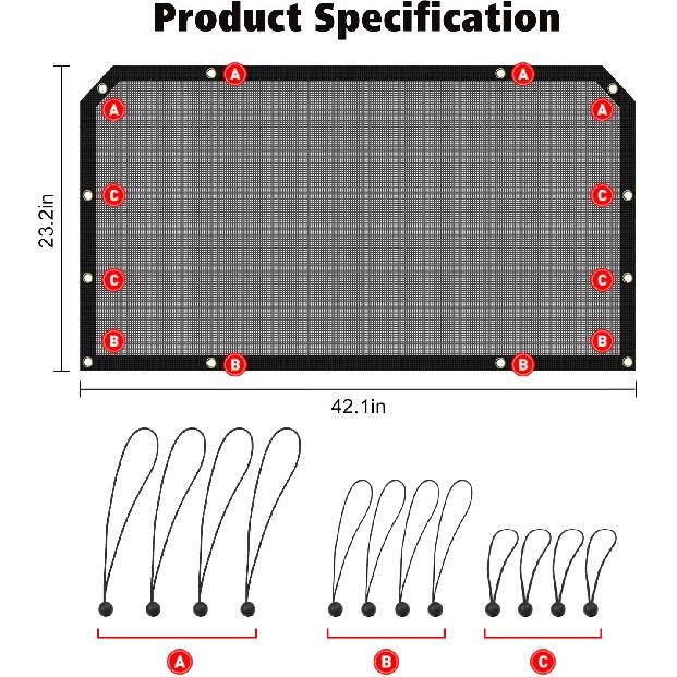 Sunshade Mesh Shade Top Front Cover Provides Roof UV Sun Protection for Jeep Wrangler JL JLU & Gladiator JT 2018-2024 (Black)