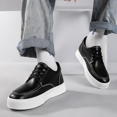 Fashion Thick Soled Mens Leather Casual Slip-on Shoes Outdoor Flat Fashion Sports Black and White Mixed Colors Sneakers Luxury Loafers