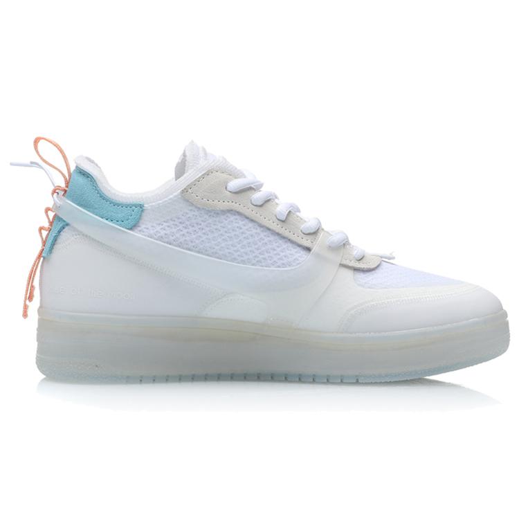 Li Ning CF Moon Phases Coverage Abrasion Resistant Low Top Skateboard Shoes Women's White Blue AGCP358-7